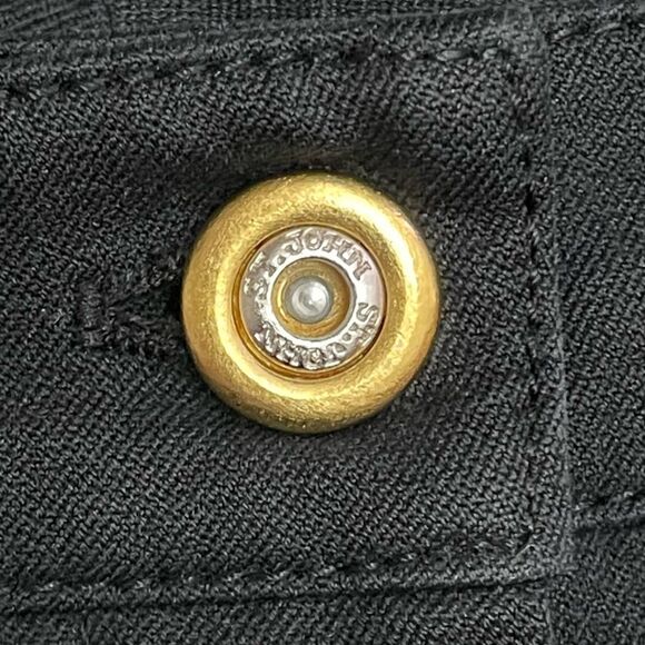 St. John Sport Pants Size 2 Black Stretch Cotton Straight Leg Gold Button VTG - Picture 7 of 10